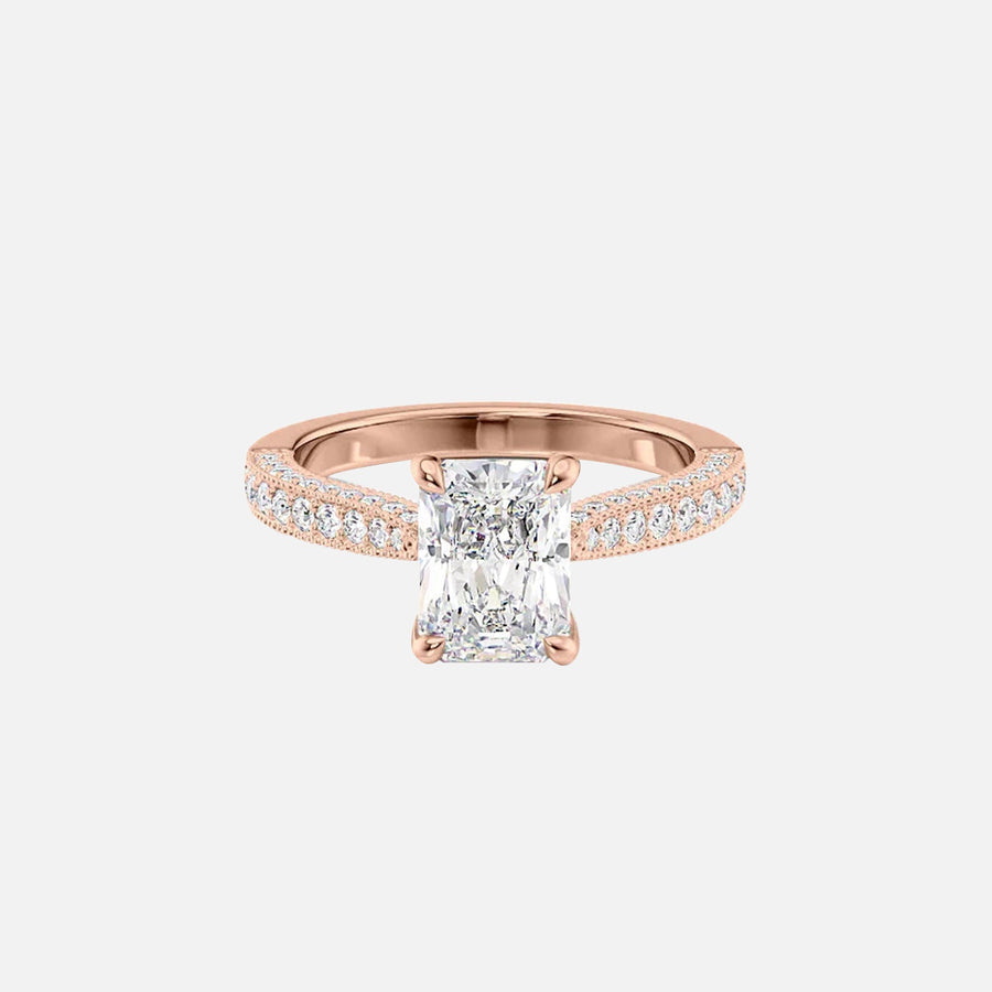  The Catherine Radiant Moissanite Ring 18k Rose Gold 001