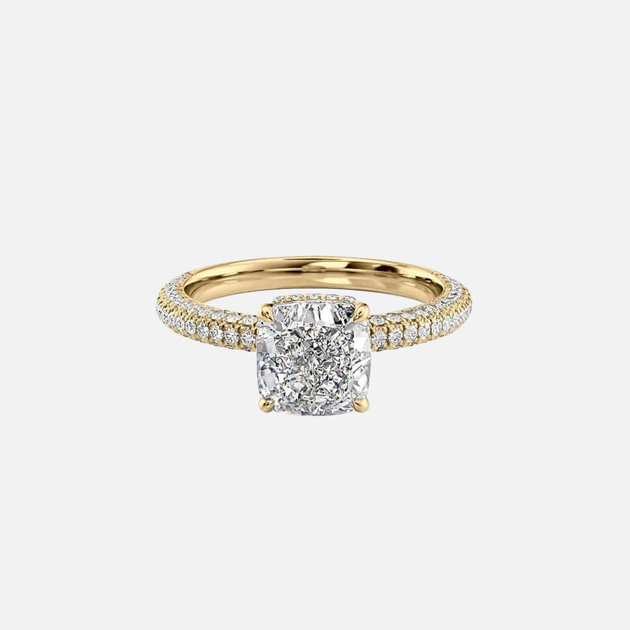  The Celine Cushion Lab Diamond Ring 18k Yellow Gold 001