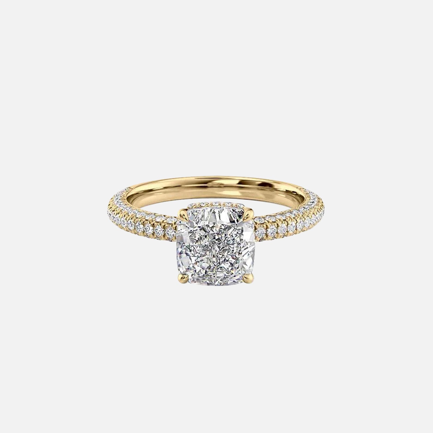 The Celine Cushion Moissanite Ring 14k Yellow Gold 001
