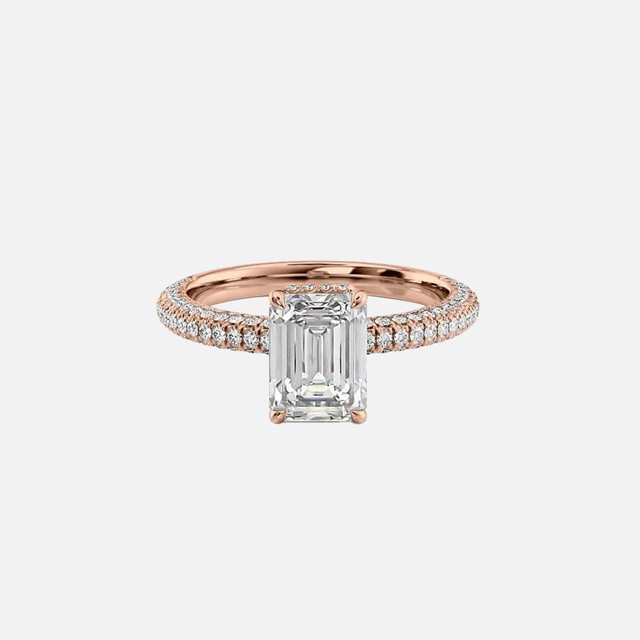  The Celine Emerald Lab Diamond Ring 18k Rose Gold 001