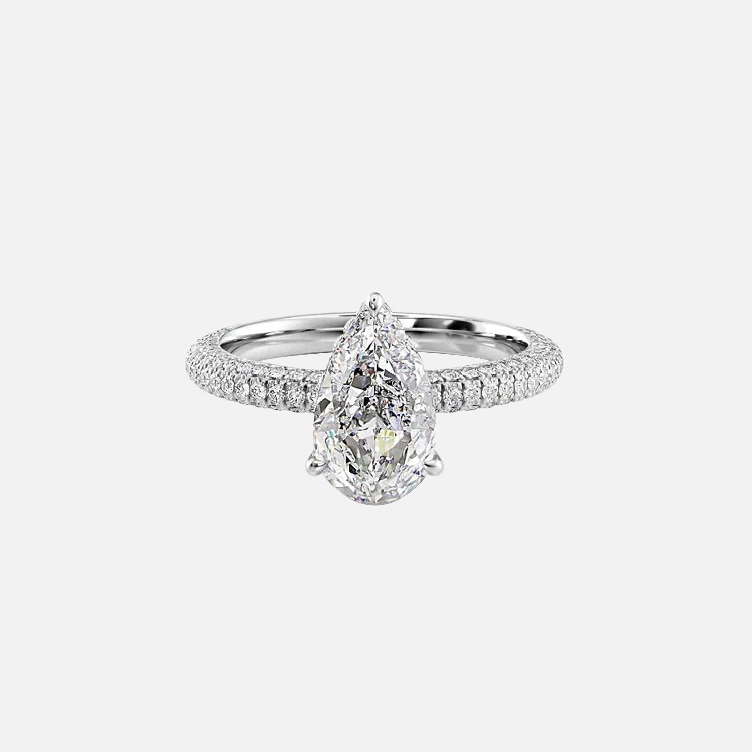 The Celine Pear Moissanite Ring 14k White Gold 001