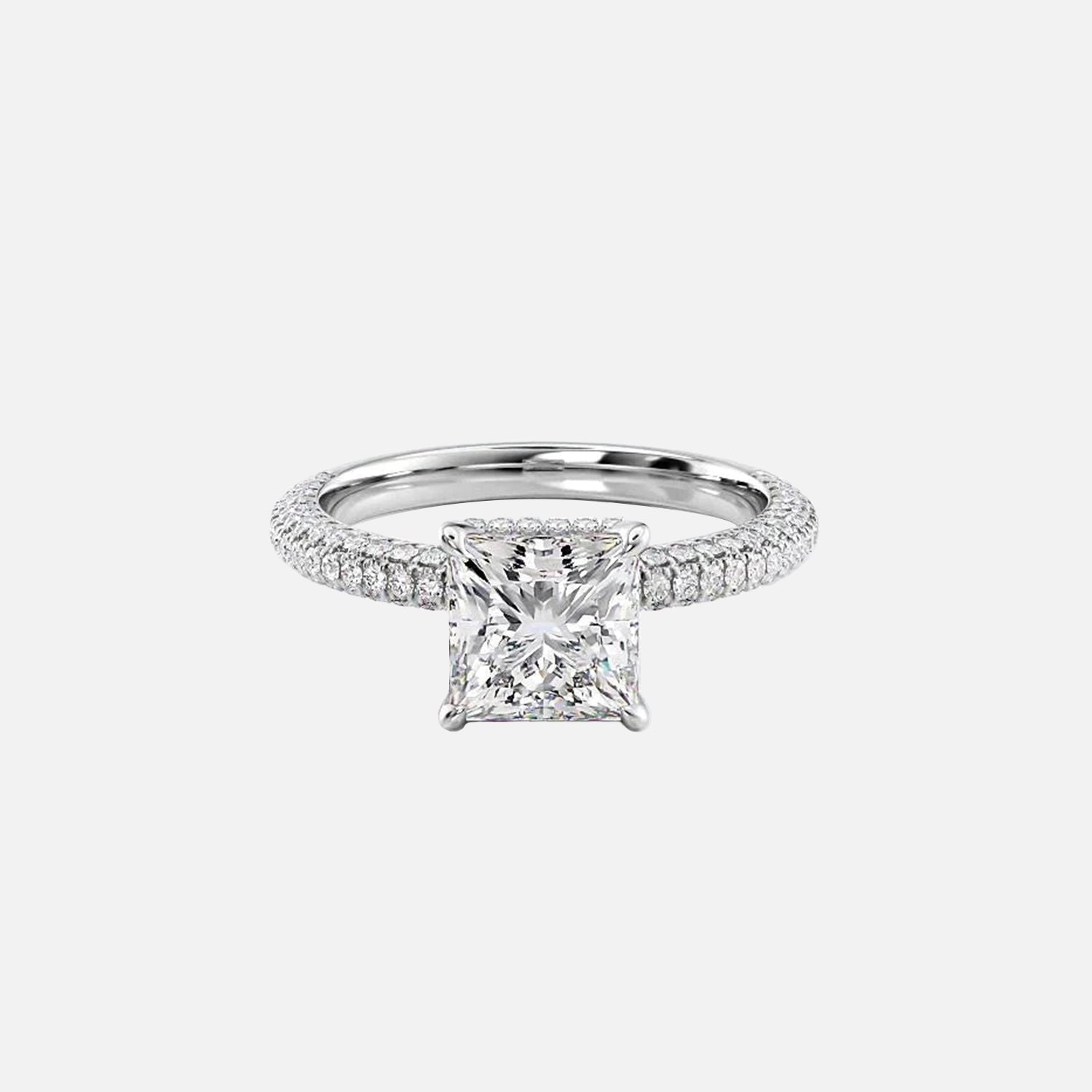  The Celine Princess Moissanite Ring 14k White Gold 001