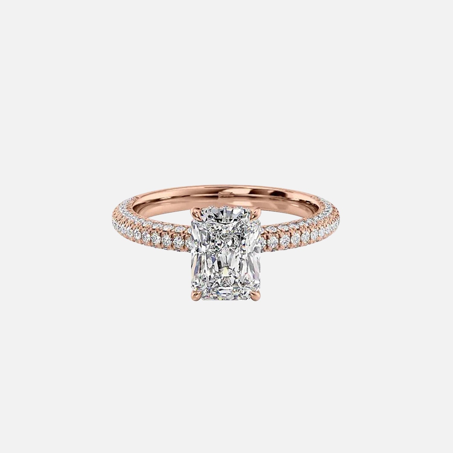  The Celine Radiant Moissanite Ring 14k Rose Gold 001