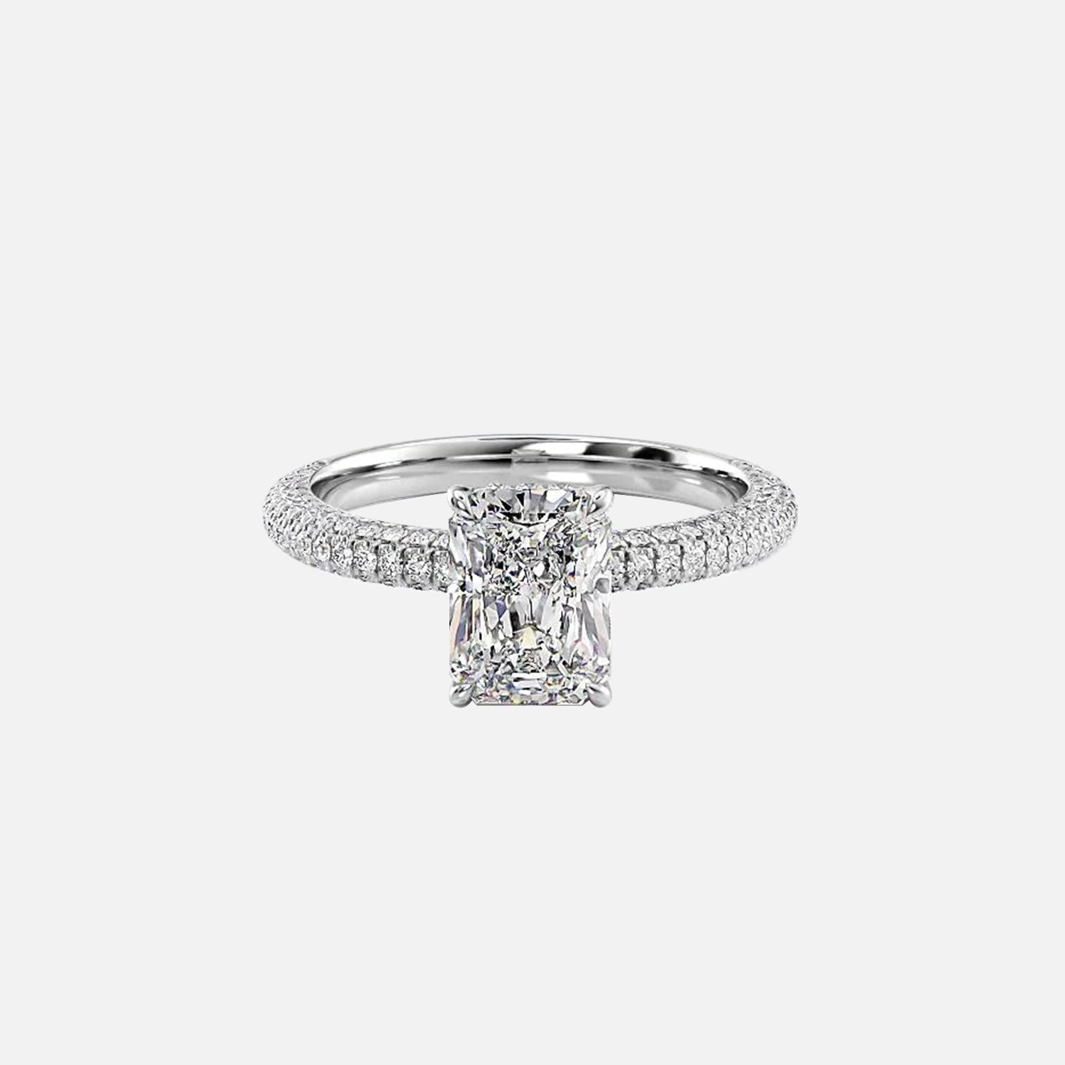  The Celine Radiant Moissanite Ring 14k White Gold 001