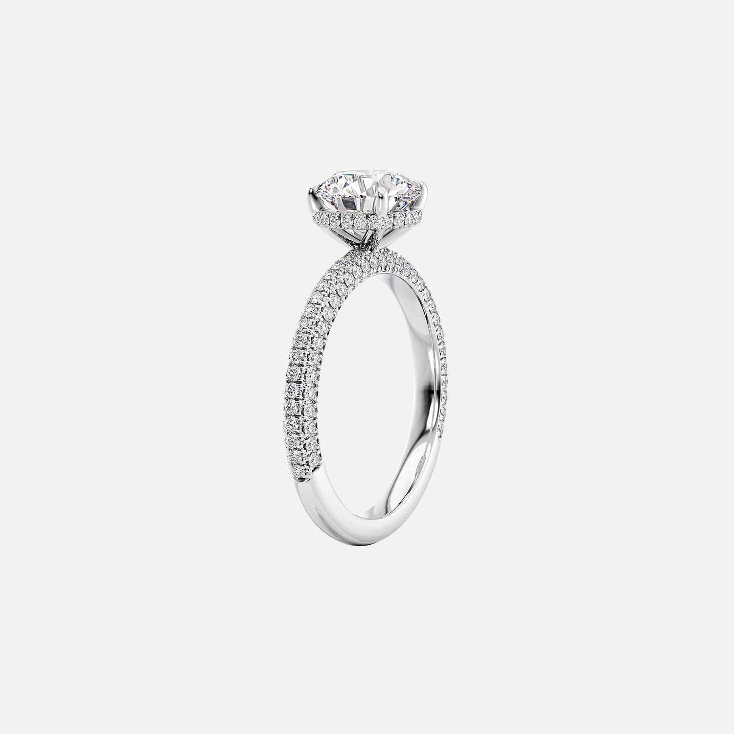  The Celine Round Moissanite Ring 14k White Gold 002