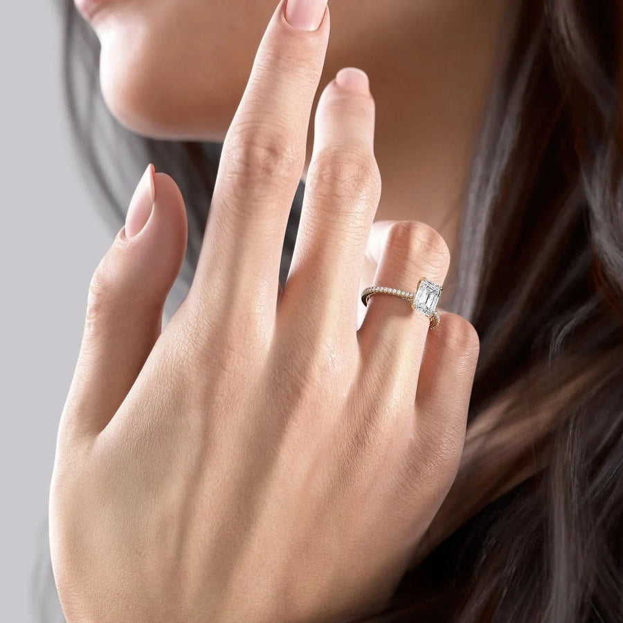 The Clara Emerald Pave Moissanite Ring - KNT - Engagement Rings, Wedding Bands & Fine Jewelry