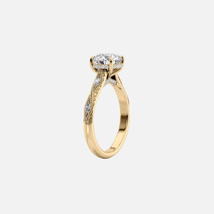  The Claudia Cushion Lab Diamond Ring 14k Yellow Gold 002