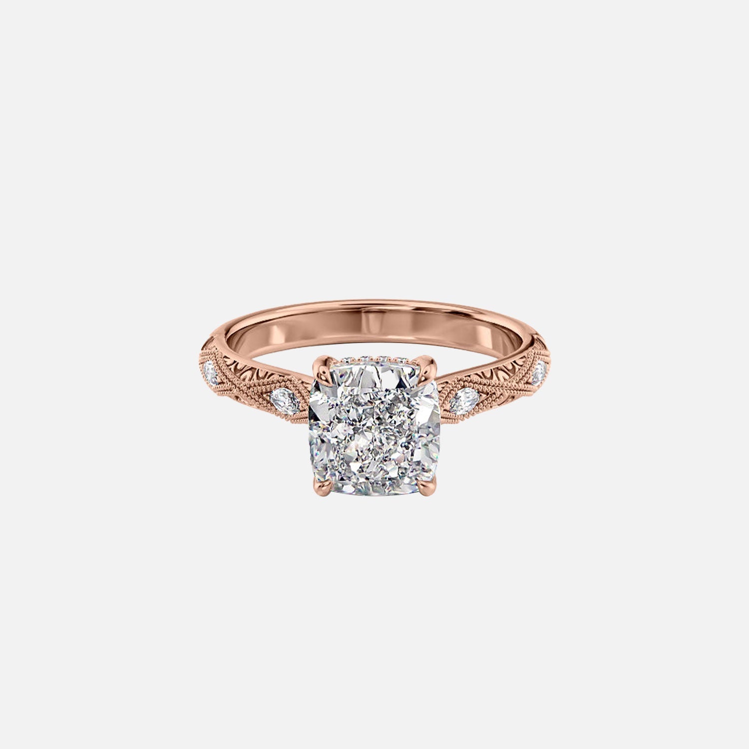  The Claudia Cushion Moissanite Ring 14k Rose Gold 001