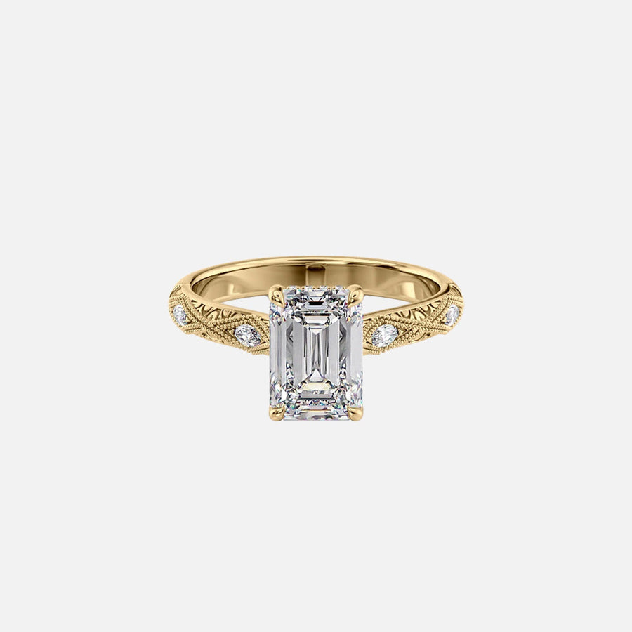 The Claudia Emerald Lab Diamond Ring 14k Yellow Gold 001