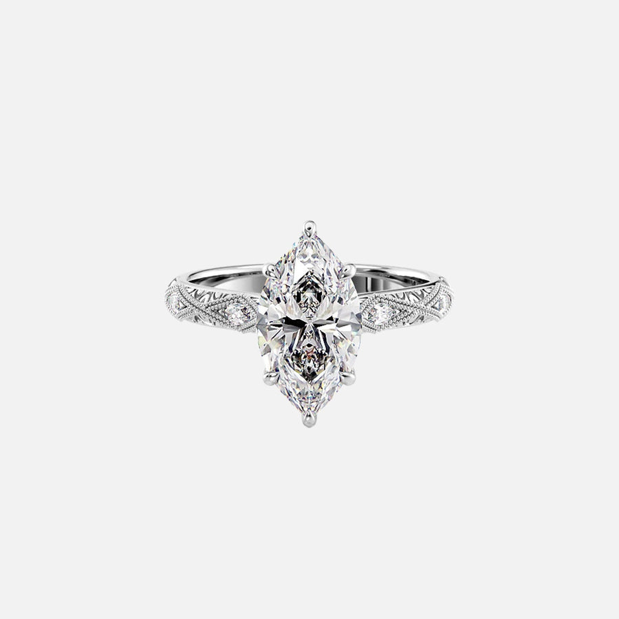 The Claudia Marquise Moissanite Ring 14k White Gold 001