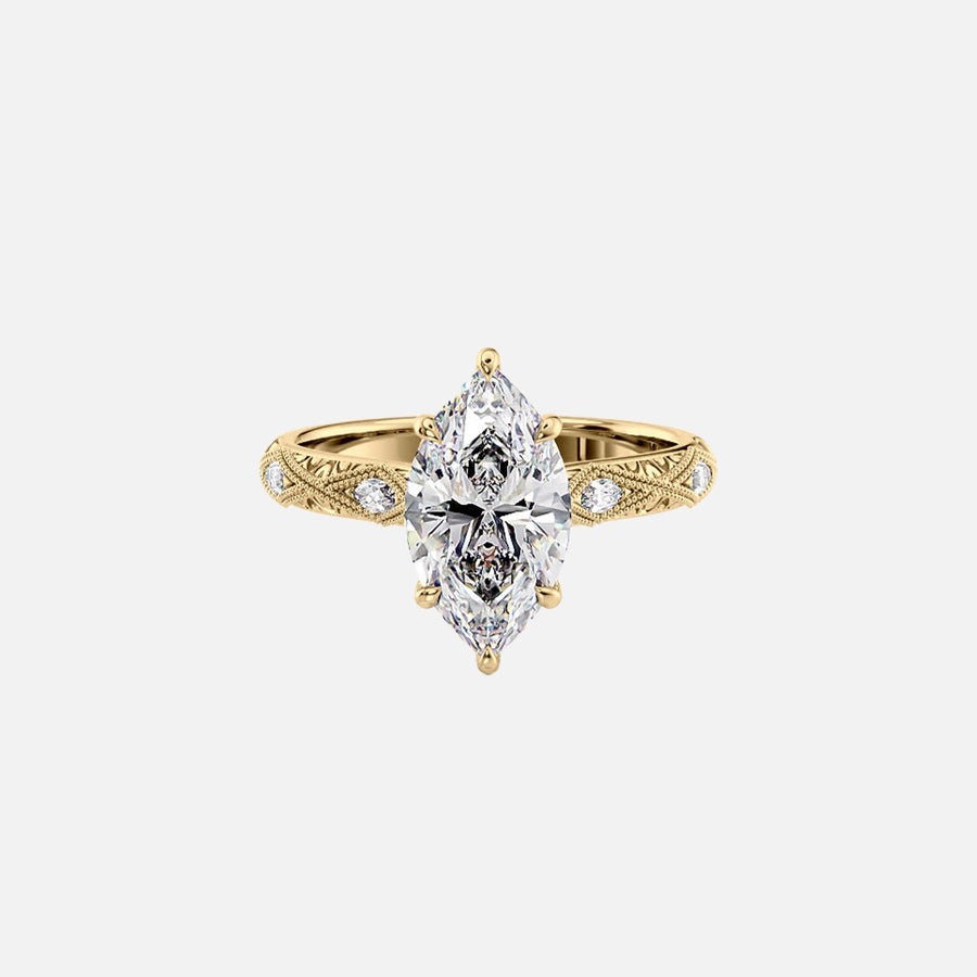  The Claudia Marquise Moissanite Ring 18k Yellow Gold 001