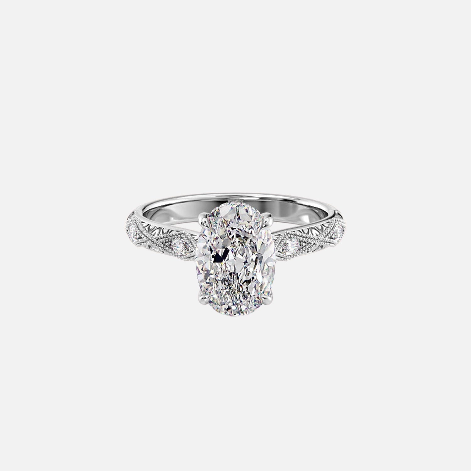 The Claudia Oval Moissanite Ring 14k White Gold 001