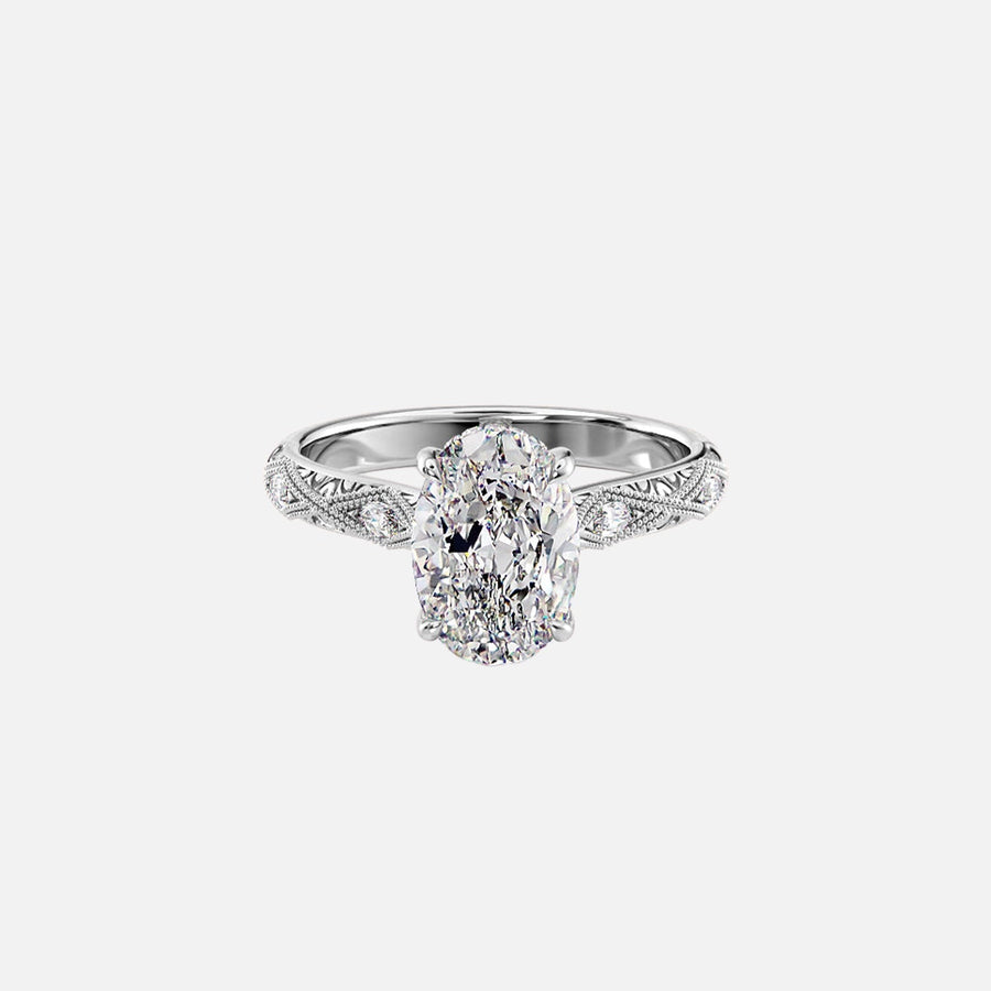  The Claudia Oval Moissanite Ring 14k White Gold 001