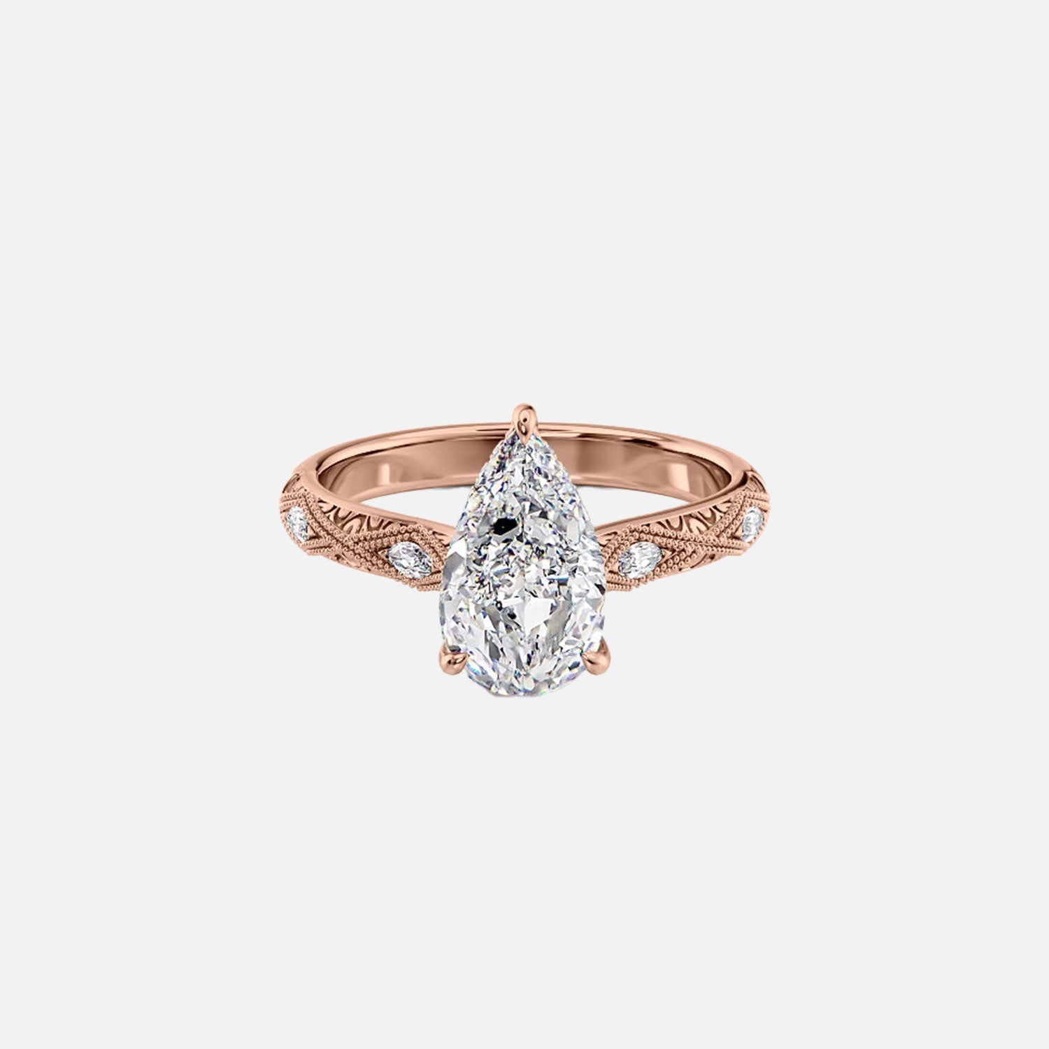  The Claudia Pear Moissanite Ring 14k Rose Gold 001