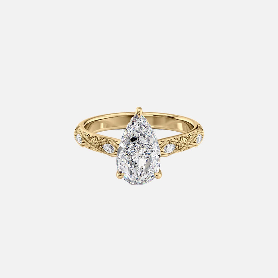 The Claudia Pear Moissanite Ring 14k Yellow Gold 001