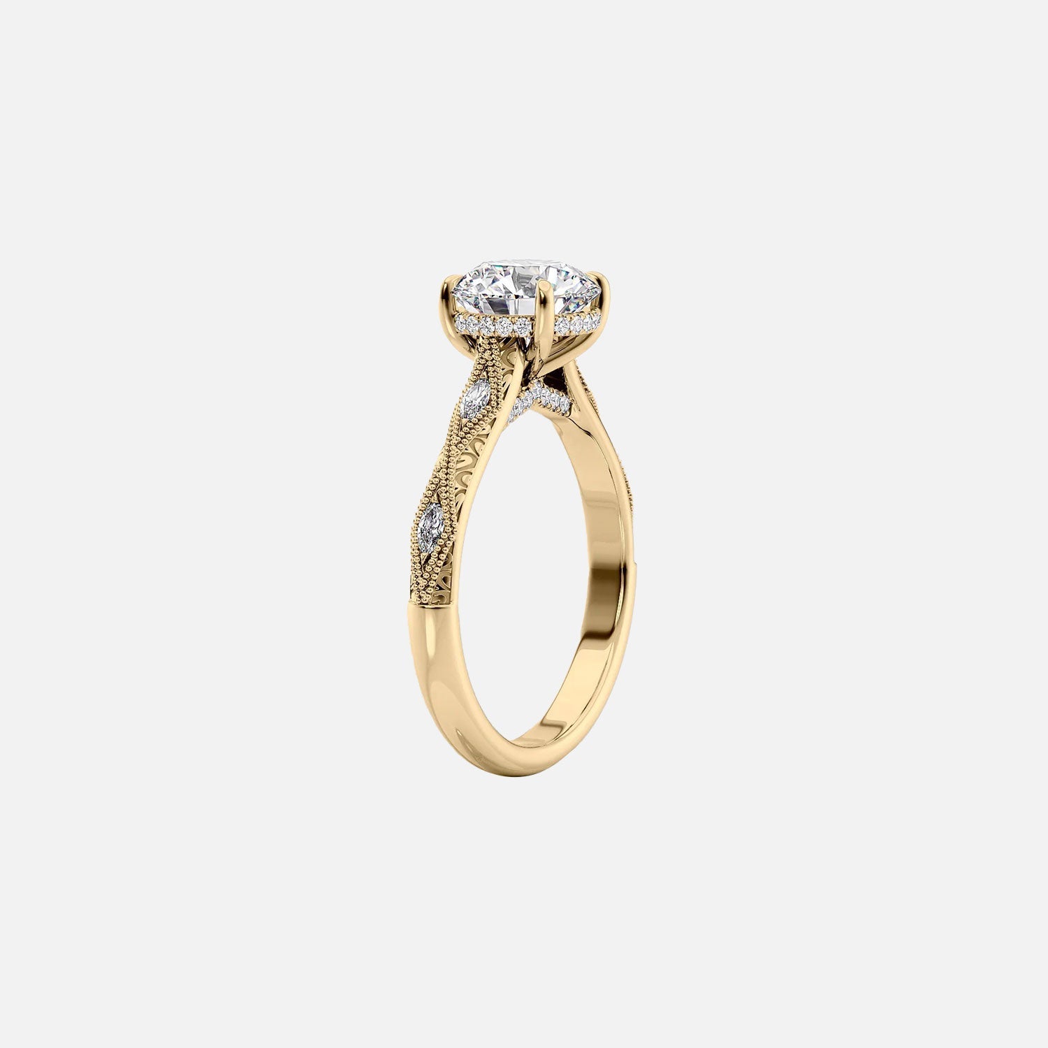  The Claudia Princess Lab Diamond Ring 14k Yellow Gold 002