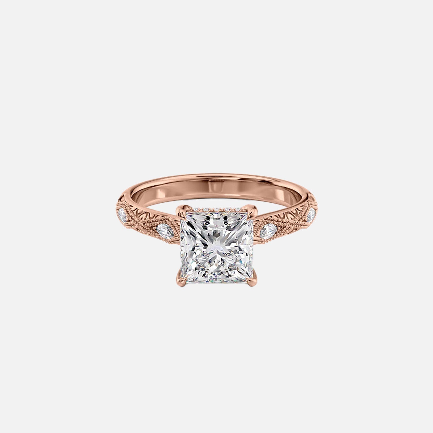  The Claudia Princess Moissanite Ring 14k Rose Gold 001