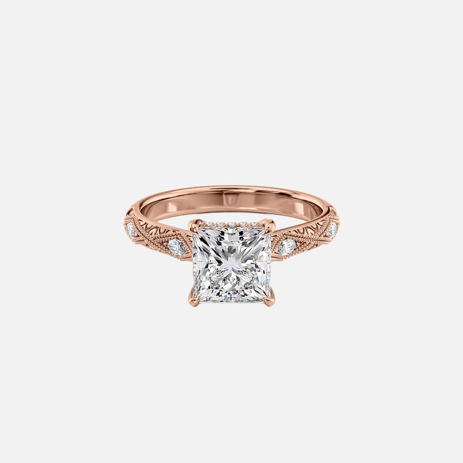  The Claudia Princess Moissanite Ring 14k Rose Gold 001