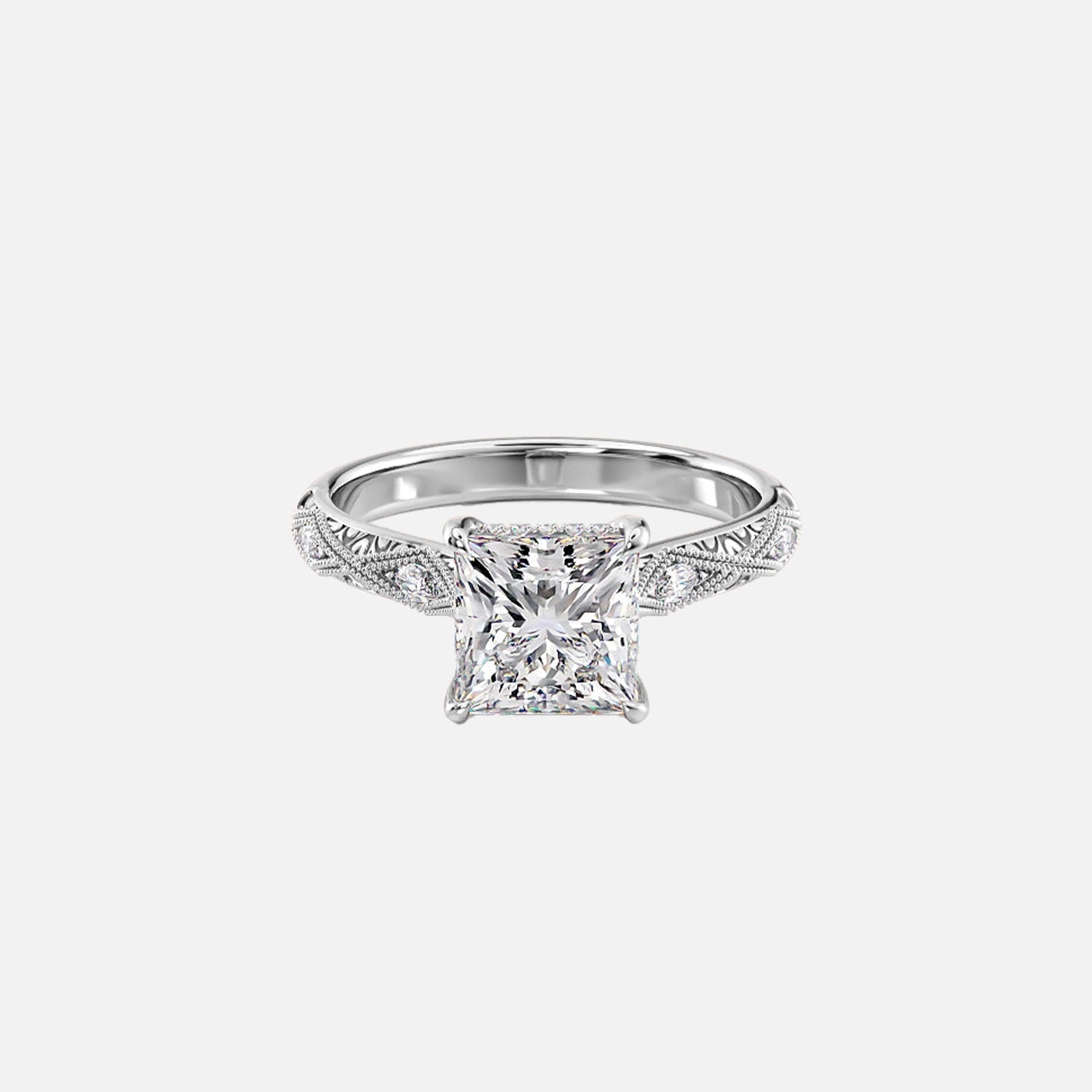  The Claudia Princess Moissanite Ring 14k White Gold 001