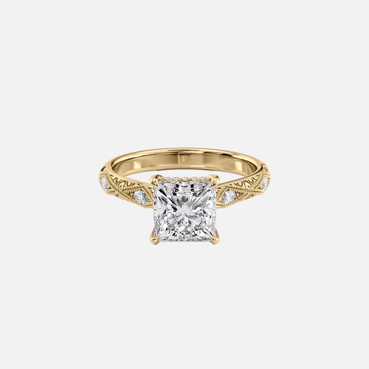 The Claudia Princess Moissanite Ring 14k Yellow Gold 001