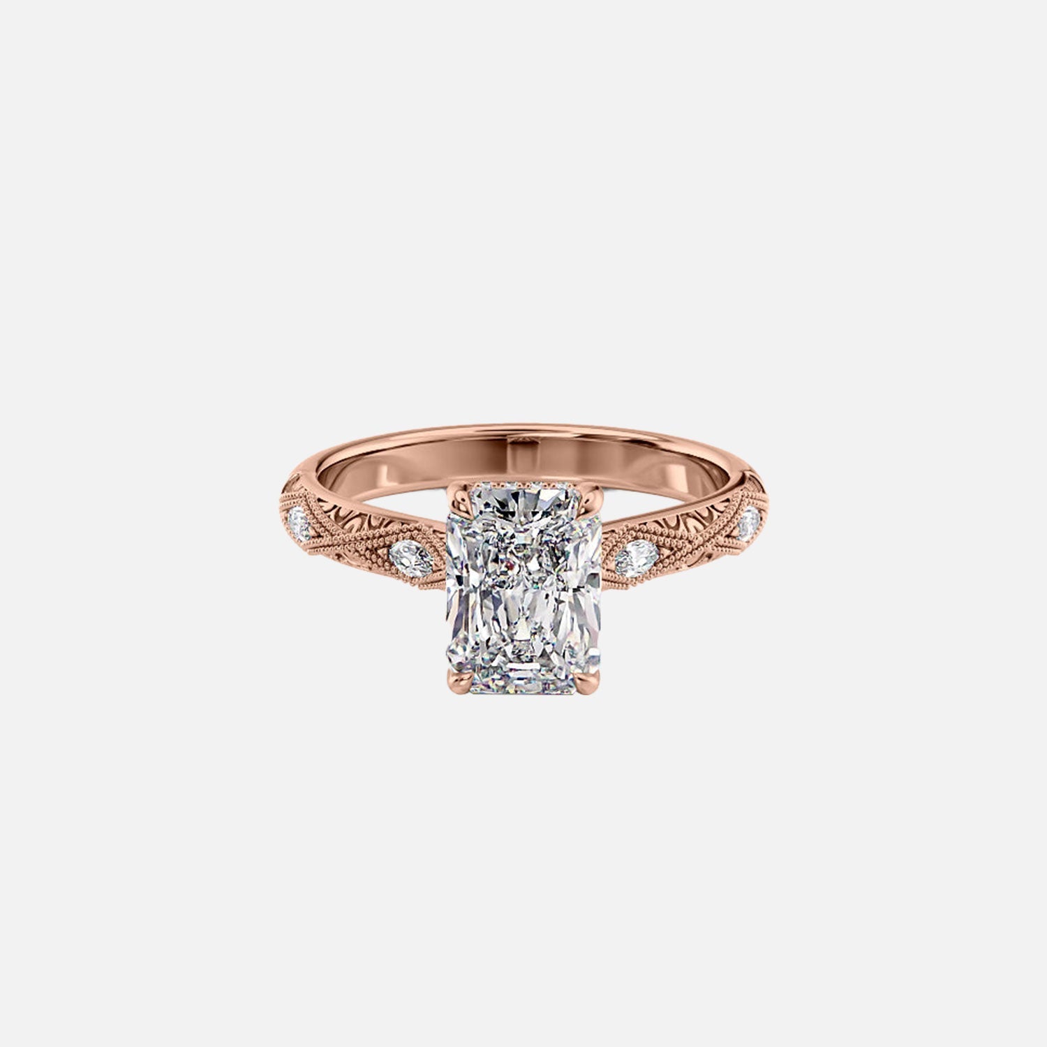  The Claudia Radiant Moissanite Ring 14k Rose Gold 001