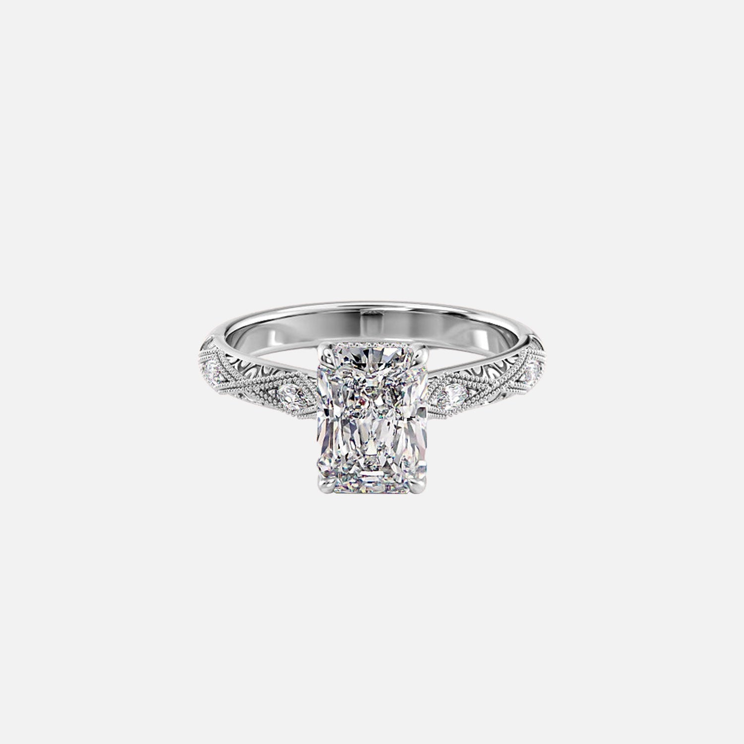  The Claudia Radiant Moissanite Ring 14k White Gold 001