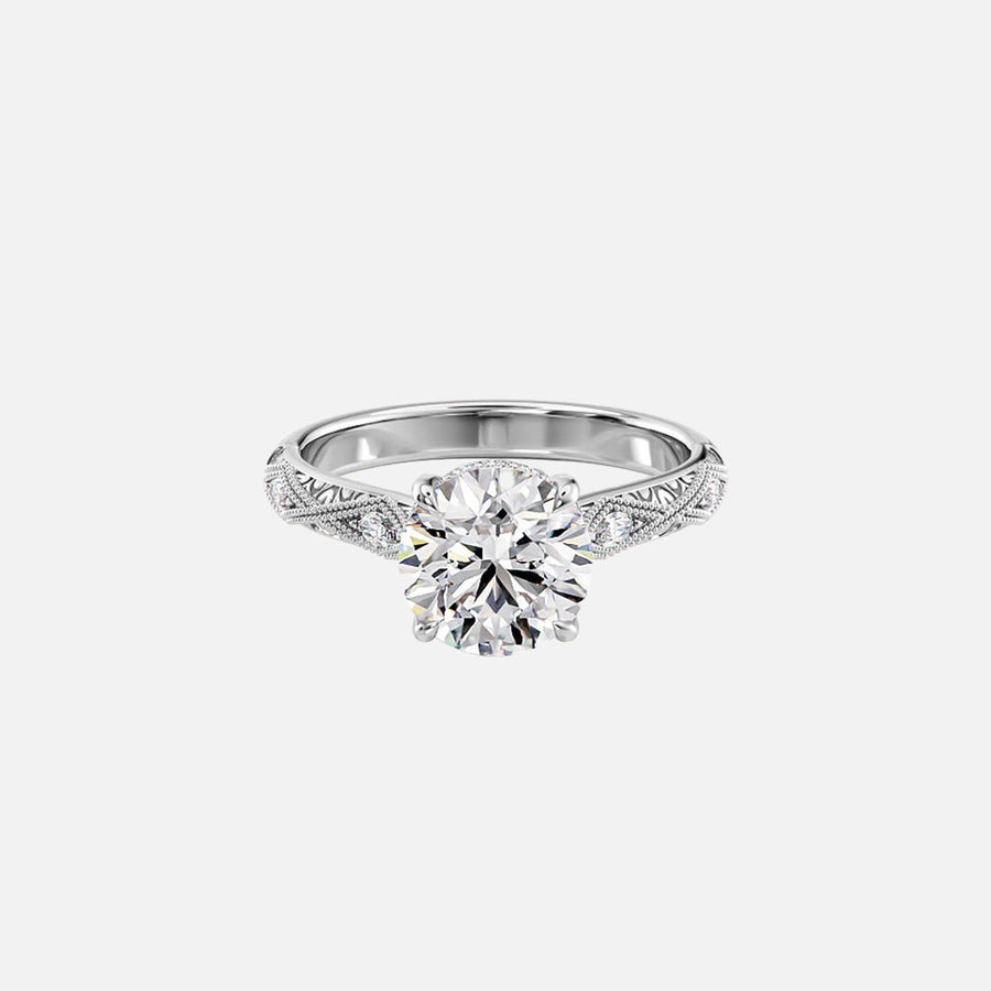  The Claudia Round Lab Diamond Ring 14k White Gold 001