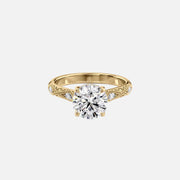  The Claudia Round Moissanite Ring 18k Yellow Gold 001