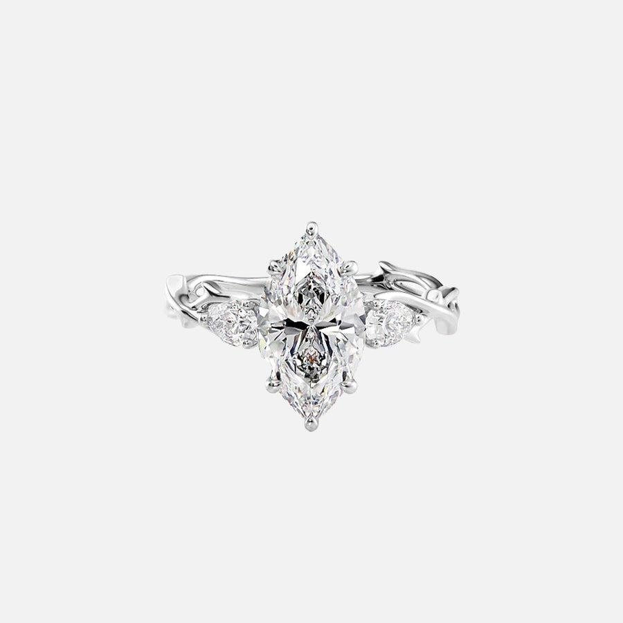 The Coco Marquise Three Stone Moissanite Ring - KNT - Engagement Rings, Wedding Bands & Fine Jewelry