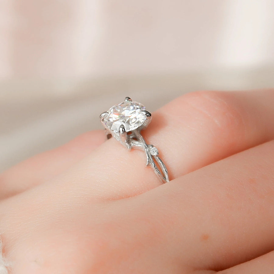 The Coco Round Side Stone Moissanite Ring - KNT - Engagement Rings, Wedding Bands & Fine Jewelry