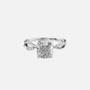  The Daisy Cushion Lab Diamond Ring 14k White Gold 001