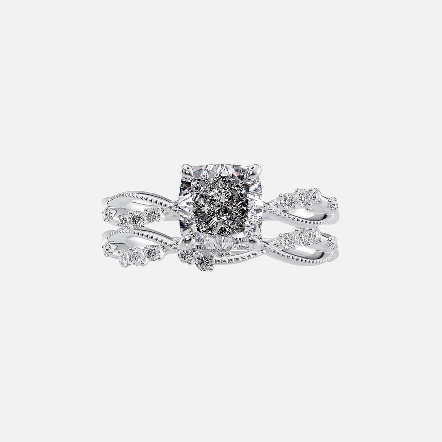  The Daisy Cushion Lab Diamond Ring 18k White Gold 003