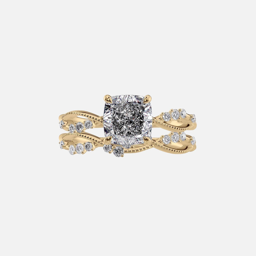  The Daisy Cushion Lab Diamond Ring 18k Yellow Gold 003