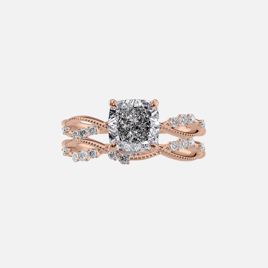  The Daisy Cushion Moissanite Ring 18k Rose Gold 003