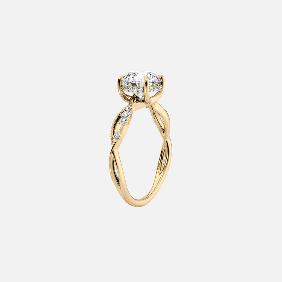  The Daisy Cushion Moissanite Ring 18k Yellow Gold 002