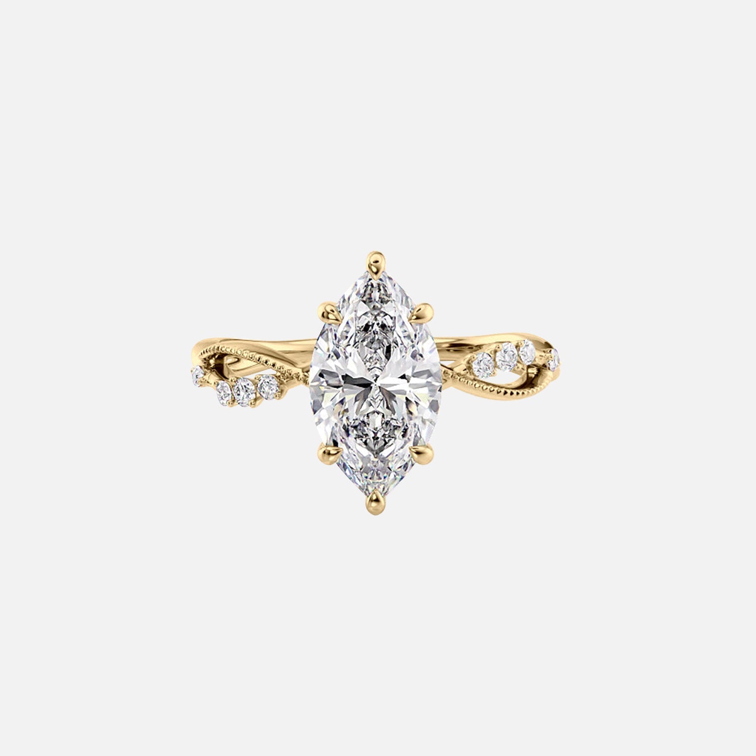 The Daisy Marquise Lab Diamond Ring 14k Yellow Gold 001