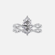  The Daisy Marquise Moissanite Ring 18k White Gold 003