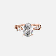  The Daisy Oval Moissanite Ring 14k Rose Gold 001