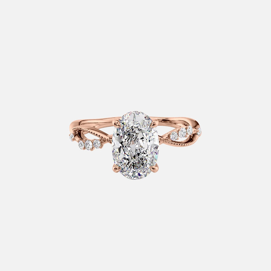  The Daisy Oval Moissanite Ring 14k Rose Gold 001