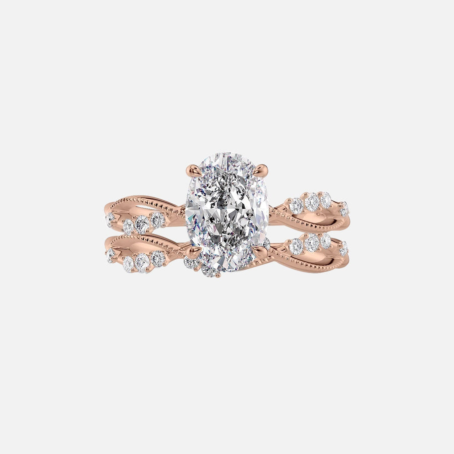  The Daisy Oval Moissanite Ring 18k Rose Gold 003