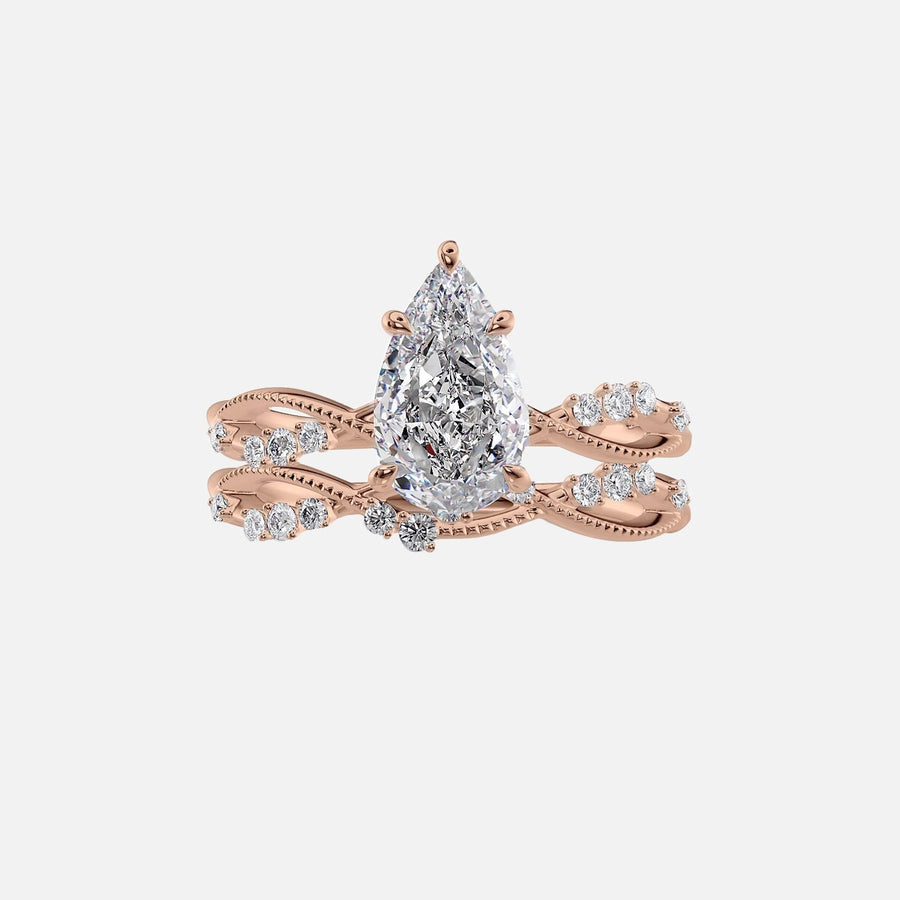  The Daisy Pear Lab Diamond Ring 14k Rose Gold 003
