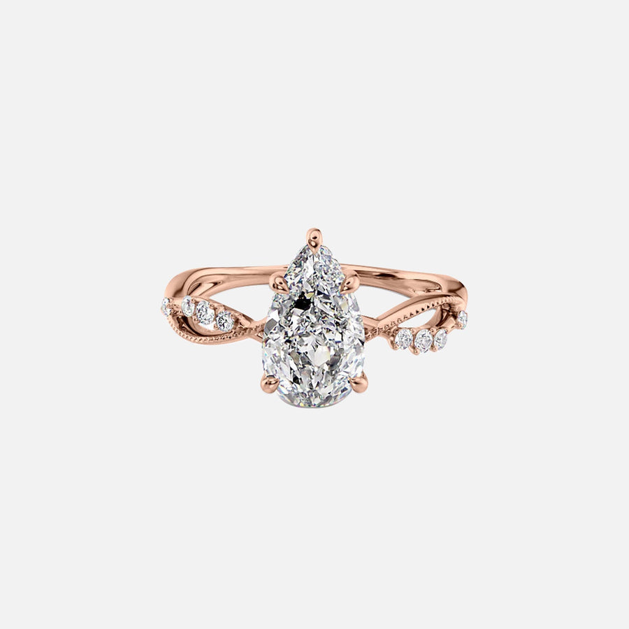  The Daisy Pear Moissanite Ring 18k Rose Gold 001