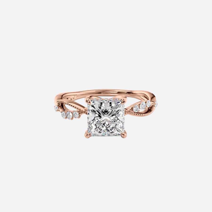  The Daisy Princess Lab Diamond Ring 14k Rose Gold 001