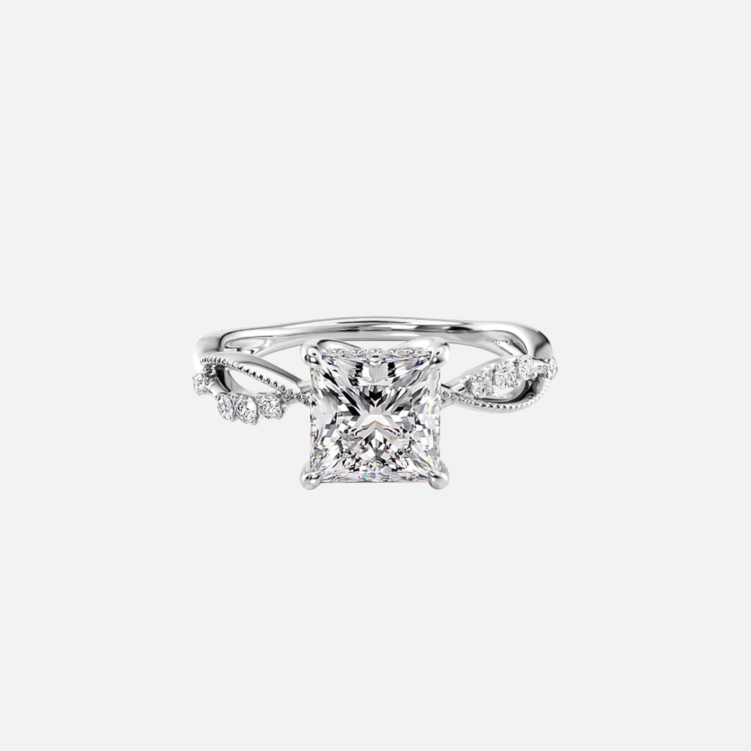  The Daisy Princess Moissanite Ring 14k White Gold 001
