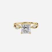 The Daisy Princess Moissanite Ring 14k Yellow Gold 001