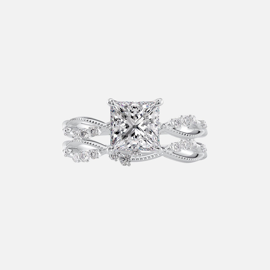  The Daisy Princess Moissanite Ring 18k White Gold 003