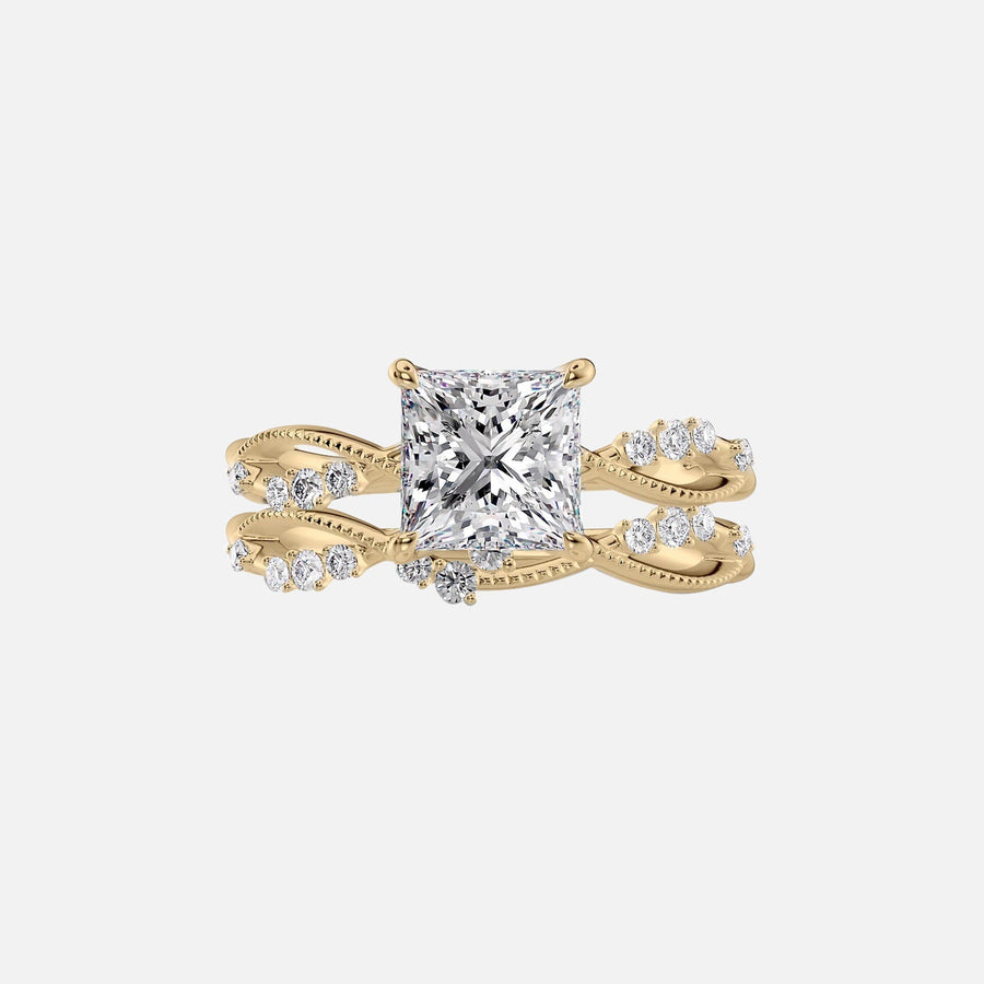  The Daisy Princess Moissanite Ring 18k Yellow Gold 003