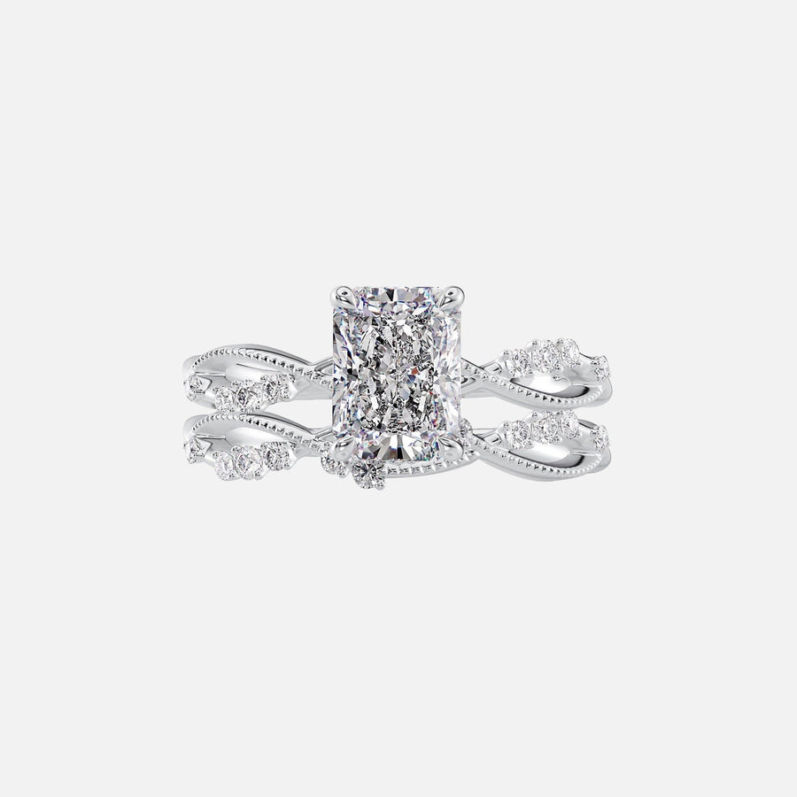  The Daisy Radiant Lab Diamond Ring 14k White Gold 003