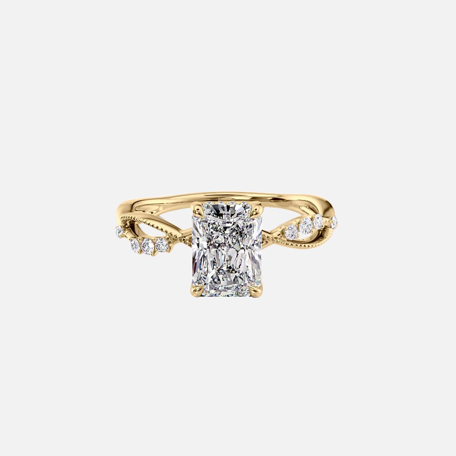 The Daisy Radiant Lab Diamond Ring 14k Yellow Gold 001