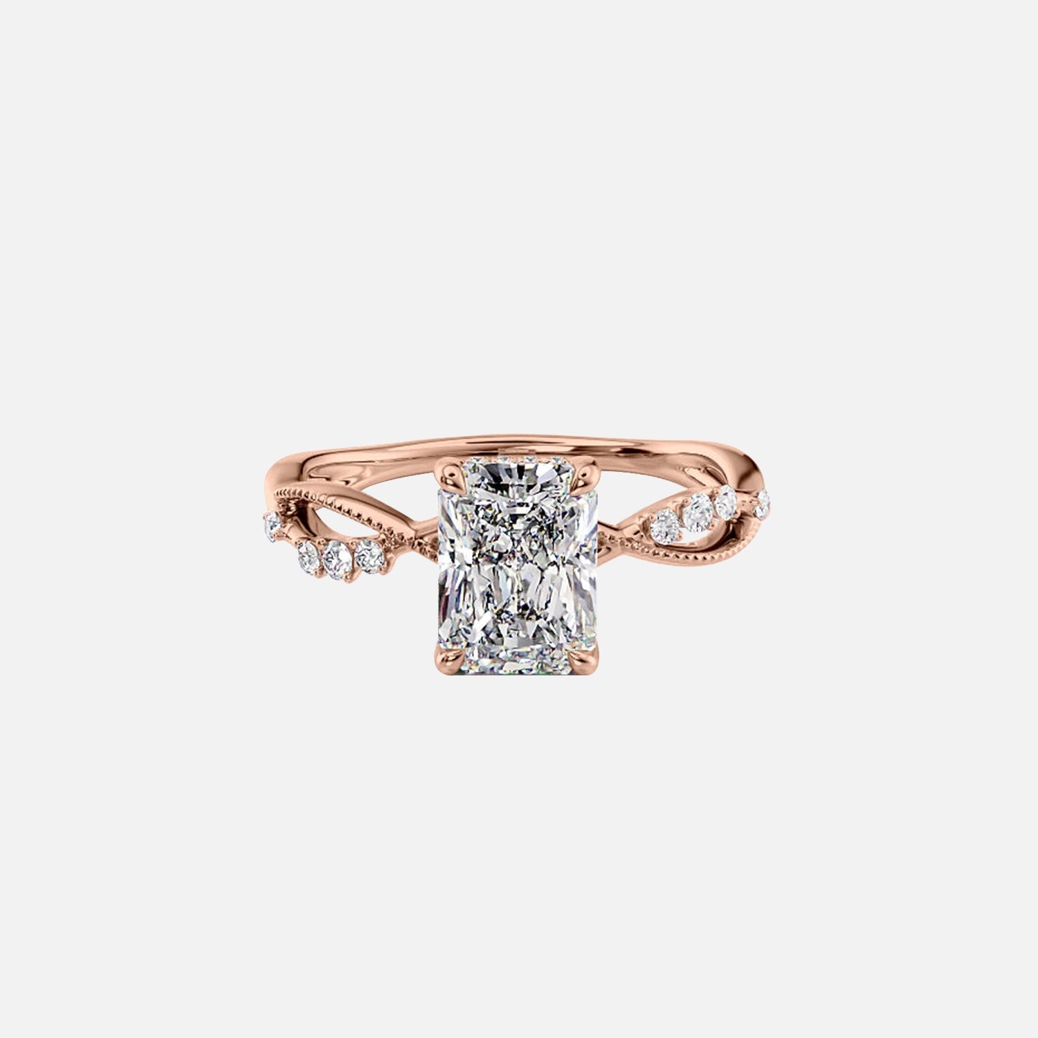  The Daisy Radiant Moissanite Ring 14k Rose Gold 001
